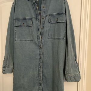 NWT - Denim dress. Front pockets and also side seam pockets on each side.